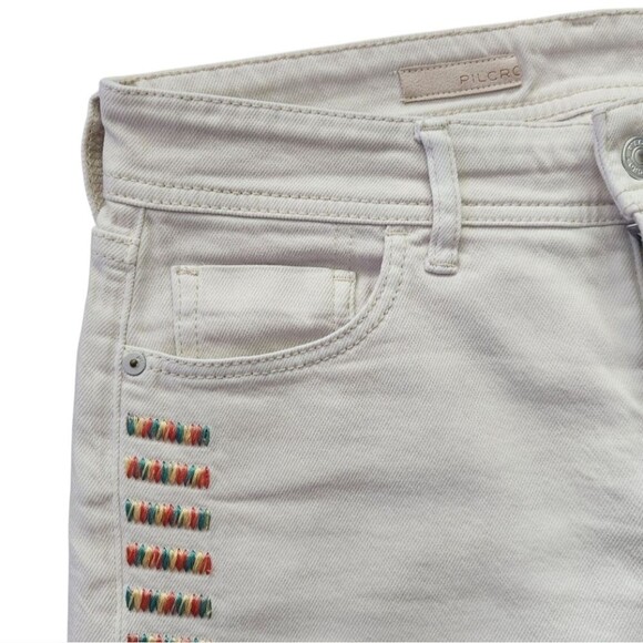 Pilcro by Anthropologie Ivory Mid-Rise Slim Straight Boyfriend Jeans Size 26 (S) - Picture 14 of 16